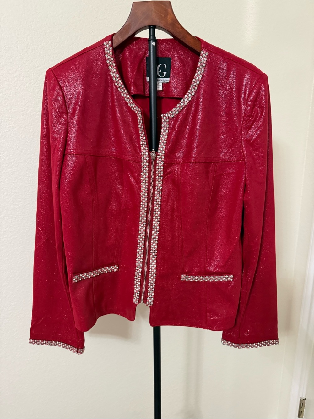 Lena Gabrielle Red Embellished Women's Blazer